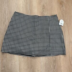 Altar'd State Black and White Plaid Mini Skirt